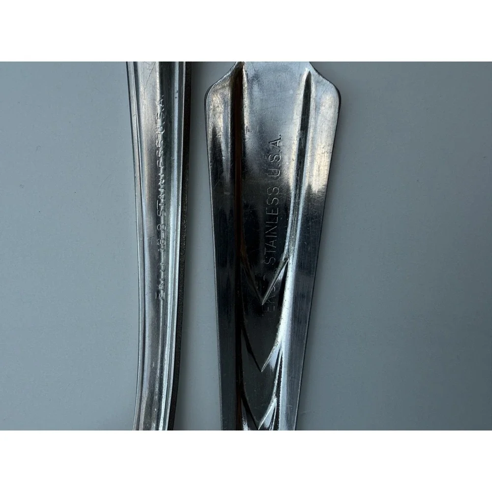 2 ECKO Chevron 18-8 Stainless EKS7 Spoon & Fork VTG Flatware